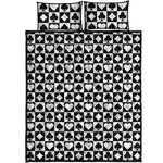 Black And White Playing Card Suits Print Quilt Bed Set