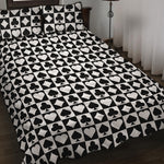 Black And White Playing Card Suits Print Quilt Bed Set