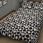 Black And White Playing Card Suits Print Quilt Bed Set