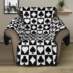 Black And White Playing Card Suits Print Recliner Protector