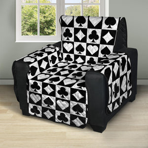 Black And White Playing Card Suits Print Recliner Protector