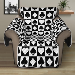 Black And White Playing Card Suits Print Recliner Protector