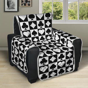 Black And White Playing Card Suits Print Recliner Protector