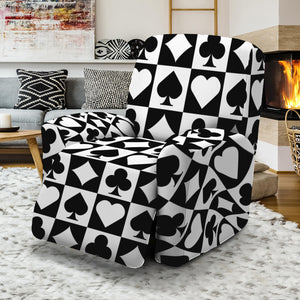 Black And White Playing Card Suits Print Recliner Slipcover