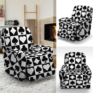 Black And White Playing Card Suits Print Recliner Slipcover