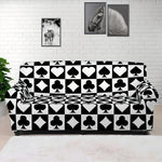 Black And White Playing Card Suits Print Sofa Cover