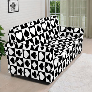 Black And White Playing Card Suits Print Sofa Cover