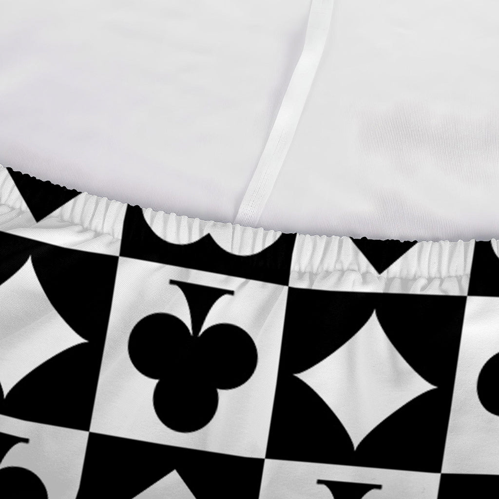 Black And White Playing Card Suits Print Sofa Cover