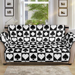 Black And White Playing Card Suits Print Sofa Protector