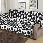 Black And White Playing Card Suits Print Sofa Protector