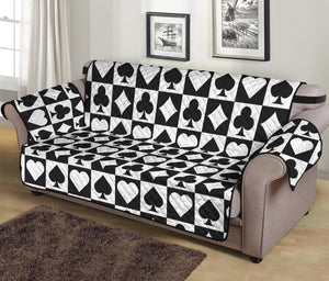 Black And White Playing Card Suits Print Sofa Protector