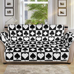 Black And White Playing Card Suits Print Sofa Protector