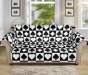 Black And White Playing Card Suits Print Sofa Protector