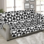 Black And White Playing Card Suits Print Sofa Protector