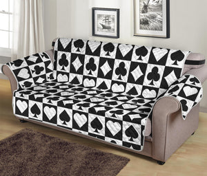 Black And White Playing Card Suits Print Sofa Protector