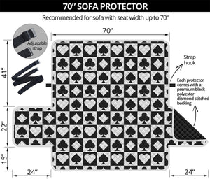 Black And White Playing Card Suits Print Sofa Protector