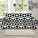 Black And White Playing Card Suits Print Sofa Slipcover