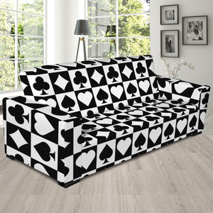 Black And White Playing Card Suits Print Sofa Slipcover