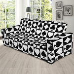 Black And White Playing Card Suits Print Sofa Slipcover