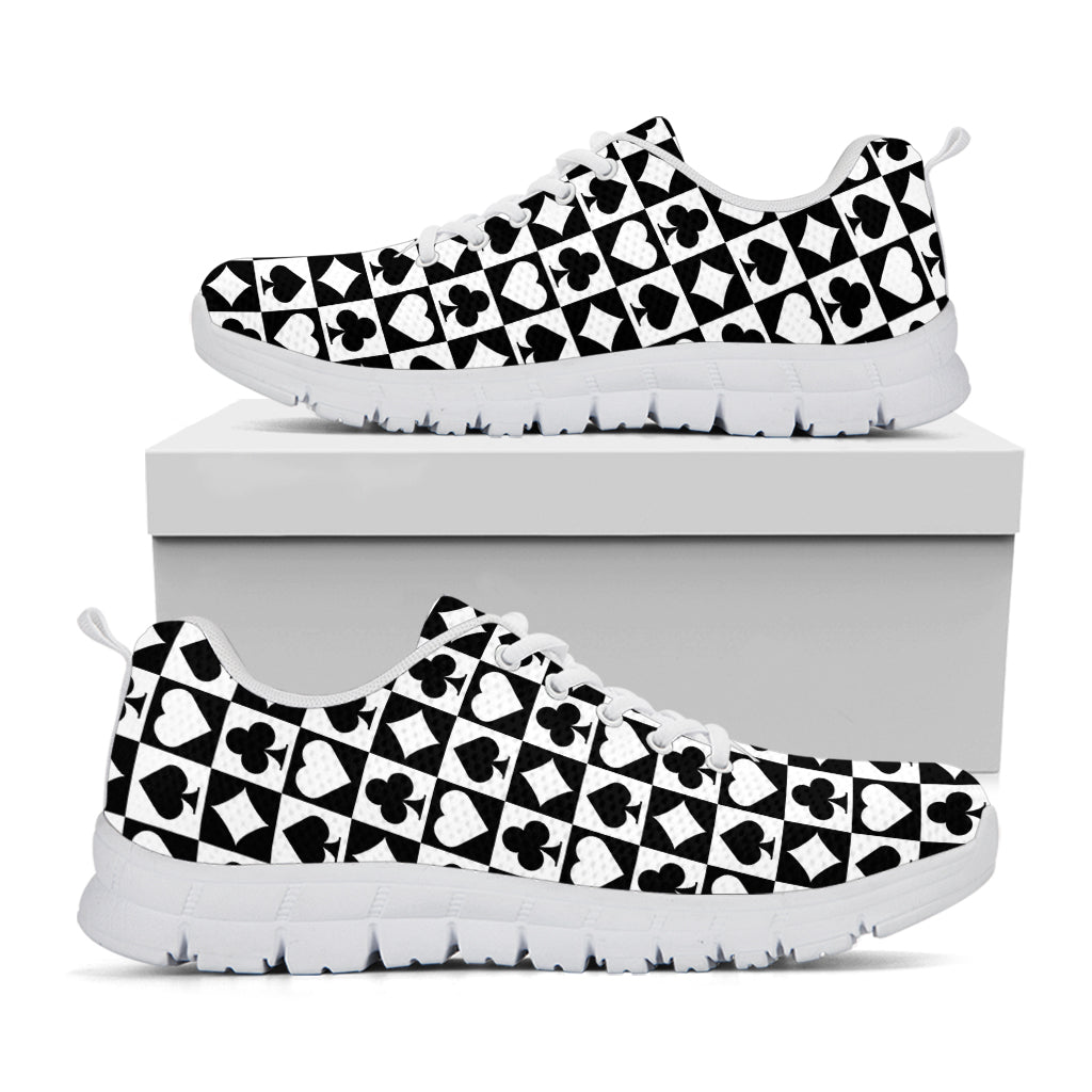 Black And White Playing Card Suits Print White Sneakers