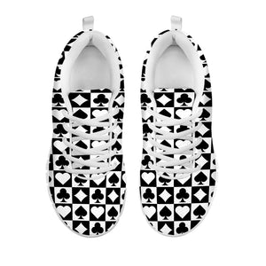 Black And White Playing Card Suits Print White Sneakers