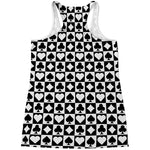 Black And White Playing Card Suits Print Women's Racerback Tank Top