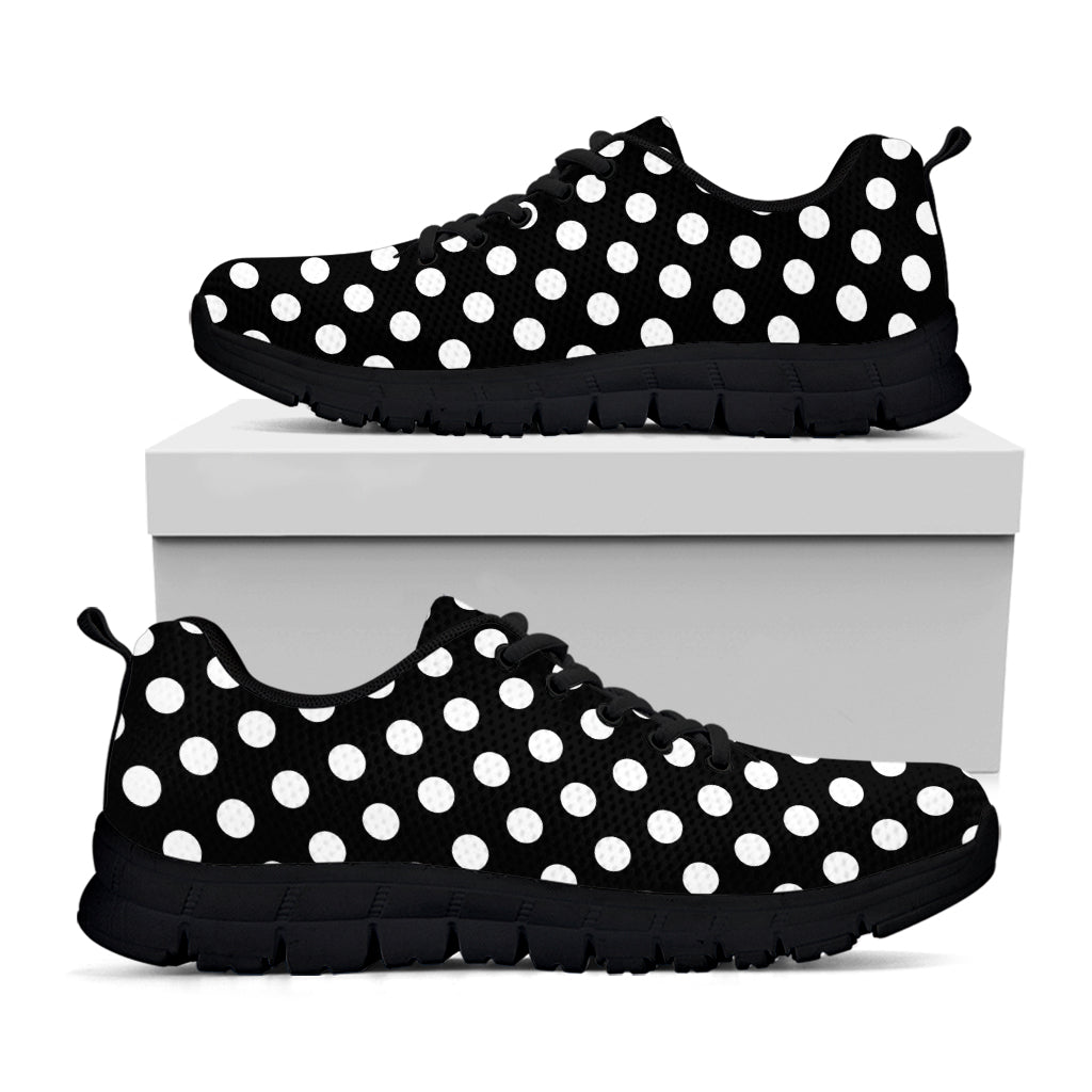 Black And White Polka Dot Pattern Print Black Sneakers