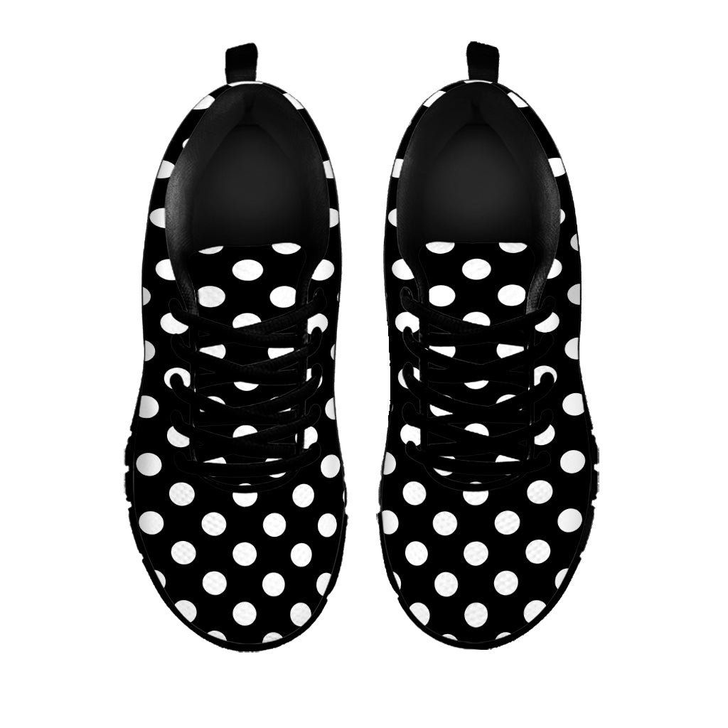 Black And White Polka Dot Pattern Print Black Sneakers