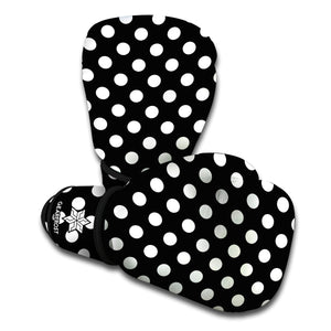 Black And White Polka Dot Pattern Print Boxing Gloves