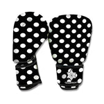 Black And White Polka Dot Pattern Print Boxing Gloves