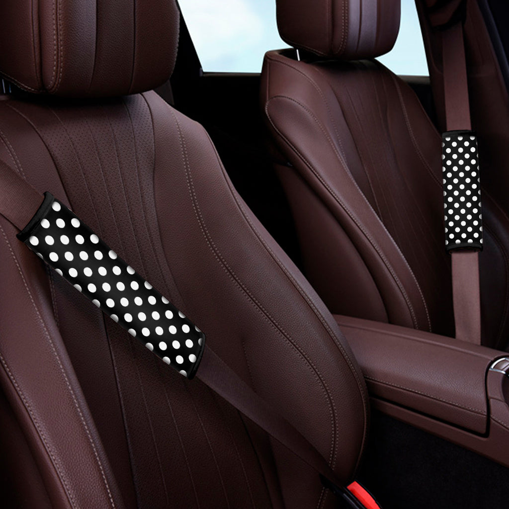 Black And White Polka Dot Pattern Print Car Seat Belt Covers