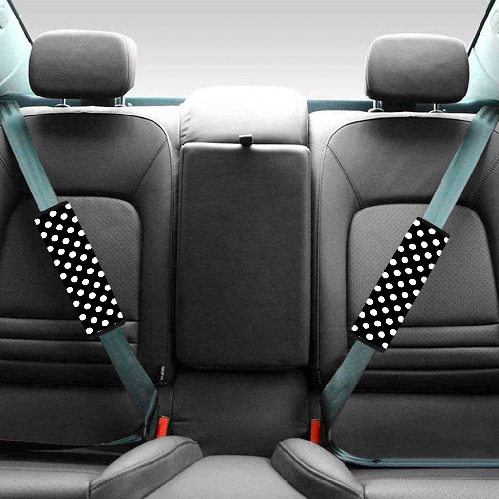 Black And White Polka Dot Pattern Print Car Seat Belt Covers