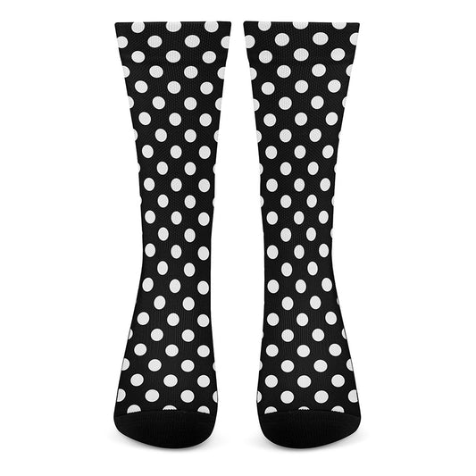 Black And White Polka Dot Pattern Print Crew Socks