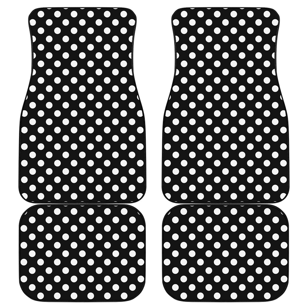 Black And White Polka Dot Pattern Print Front and Back Car Floor Mats