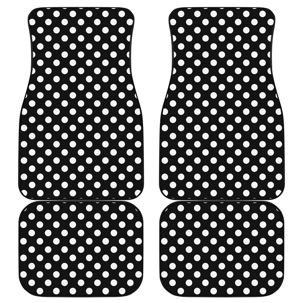 Black And White Polka Dot Pattern Print Front and Back Car Floor Mats