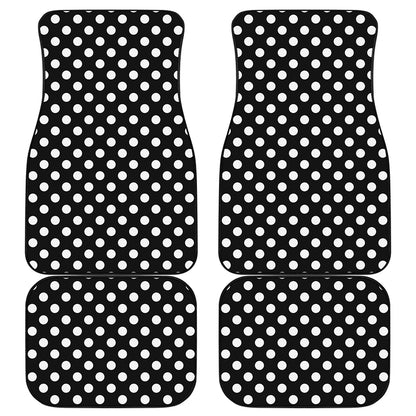 Black And White Polka Dot Pattern Print Front and Back Car Floor Mats
