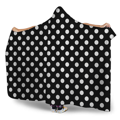 Black And White Polka Dot Pattern Print Hooded Blanket
