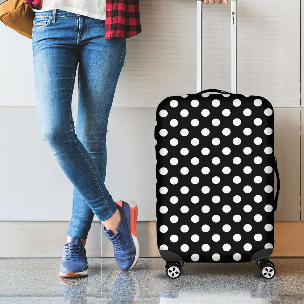 Black And White Polka Dot Pattern Print Luggage Cover