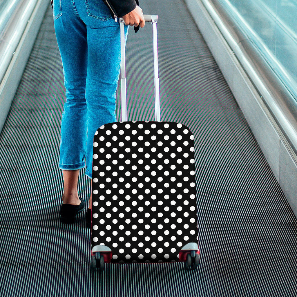 Black And White Polka Dot Pattern Print Luggage Cover