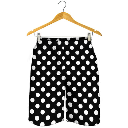 Black And White Polka Dot Pattern Print Men's Shorts