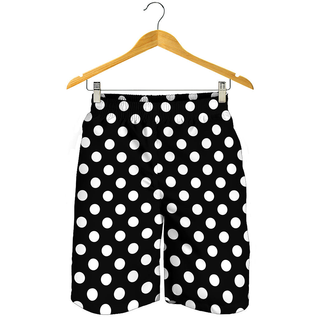 Black And White Polka Dot Pattern Print Men's Shorts