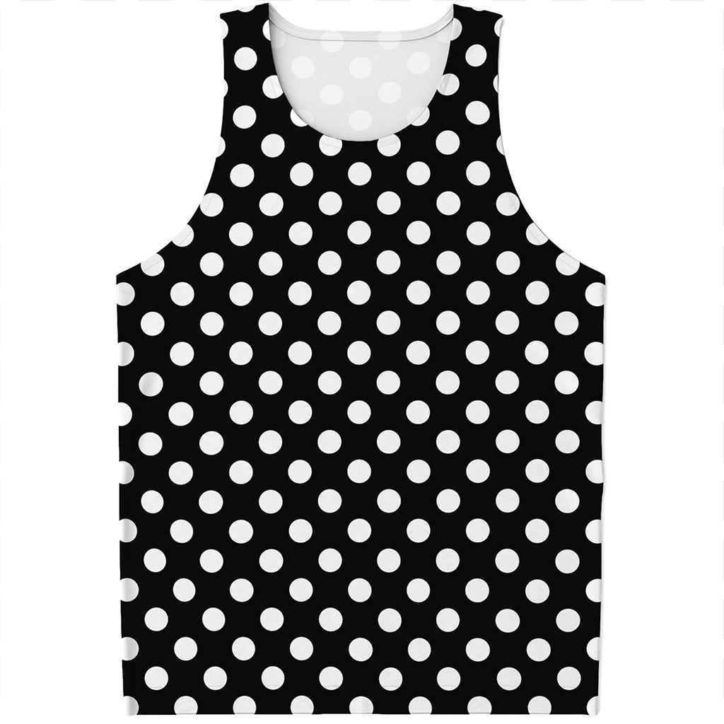 Black And White Polka Dot Pattern Print Men's Tank Top