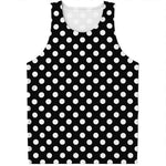 Black And White Polka Dot Pattern Print Men's Tank Top