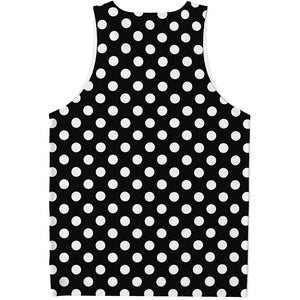 Black And White Polka Dot Pattern Print Men's Tank Top