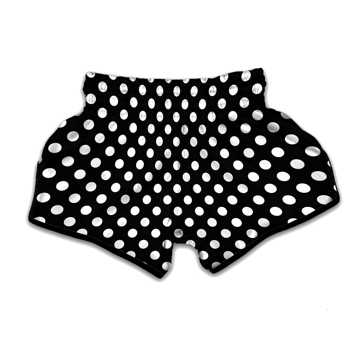 Black And White Polka Dot Pattern Print Muay Thai Boxing Shorts