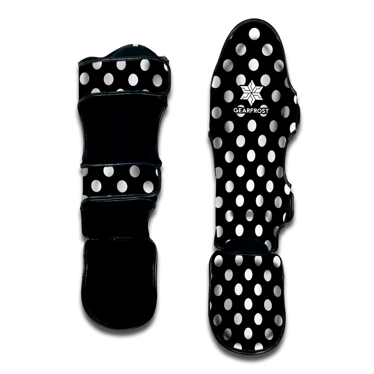 Black And White Polka Dot Pattern Print Muay Thai Shin Guard