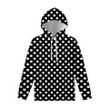 Black And White Polka Dot Pattern Print Pullover Hoodie