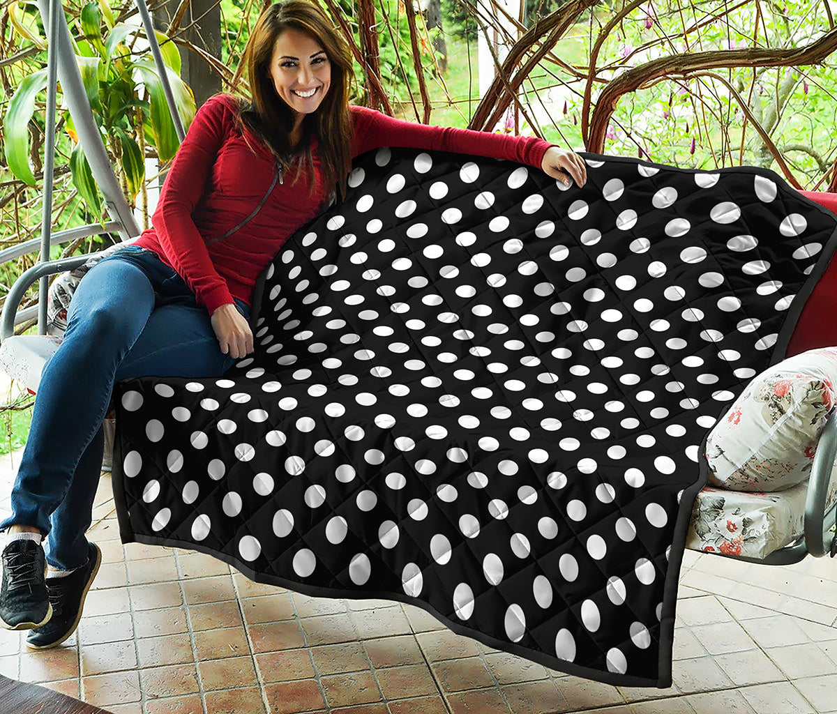 Black And White Polka Dot Pattern Print Quilt