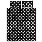 Black And White Polka Dot Pattern Print Quilt Bed Set