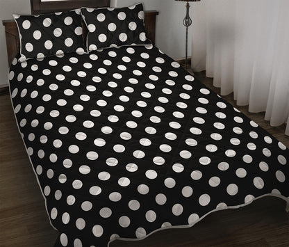 Black And White Polka Dot Pattern Print Quilt Bed Set